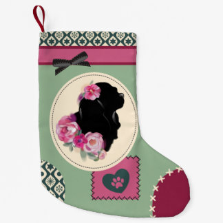 Vintage Cavalier Christmas Stocking pink green