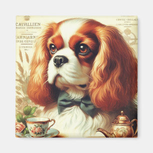 Vintage Cavalier King Charles Spaniel Painting Magnet