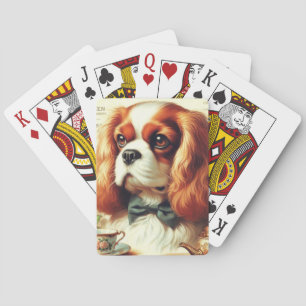 Vintage Cavalier King Charles Spaniel Painting Playing Cards