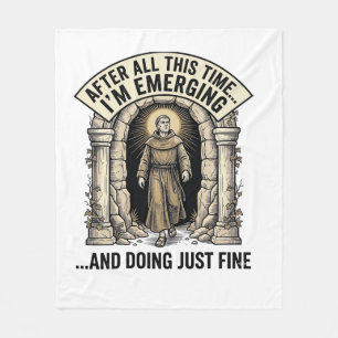 Vintage Cave Humour Engraving Graphic Shirt Design Fleece Blanket