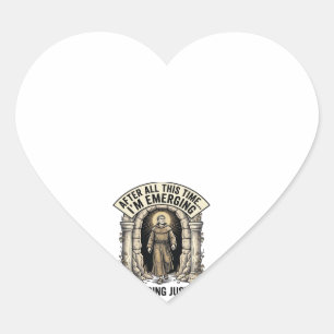 Vintage Cave Humour Engraving Graphic Shirt Design Heart Sticker