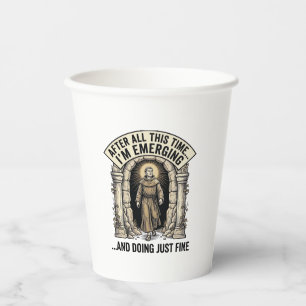 Vintage Cave Humour Engraving Graphic Shirt Design Paper Cups