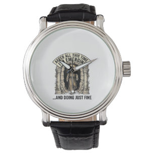 Vintage Cave Humour Engraving Graphic Shirt Design Watch