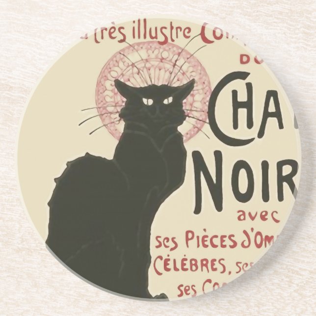 Vintage Ce Soir Le Chat Noir Poster Coaster (Front)