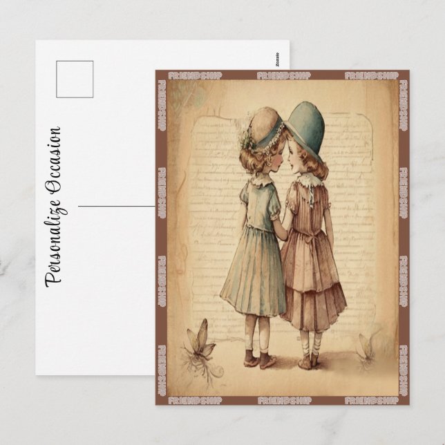 Vintage Celebrating Friendship This Season Cute  Holiday Postcard (Front/Back)