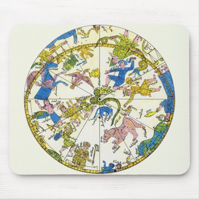 Vintage Celestial, Arabic Sphere, Constellations Mouse Pad (Front)