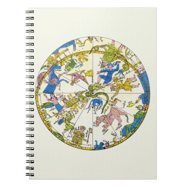 Vintage Celestial, Arabic Sphere, Constellations Spiral Notebook (Front)