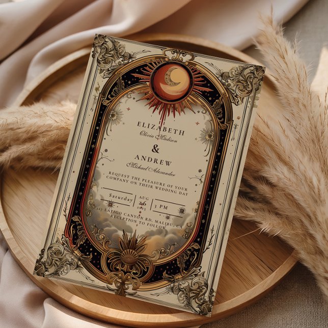 Vintage Celestial Art Nouveau Wedding Invitation (Creator Uploaded)