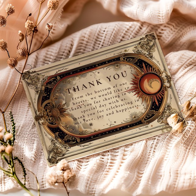 Vintage Celestial Art Nouveau Wedding Thank You Card (Creator Uploaded)