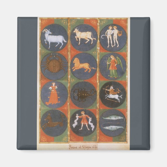 Vintage Celestial, Astrological Zodiac Chart, 1475 Magnet (Front)