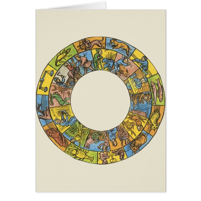 Vintage Celestial, Astrological Zodiac Wheel (Front)