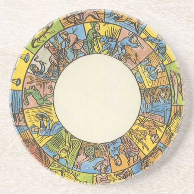 Vintage Celestial, Astrological Zodiac Wheel Coaster (Front)