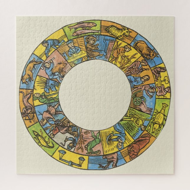 Vintage Celestial, Astrological Zodiac Wheel Jigsaw Puzzle (Vertical)