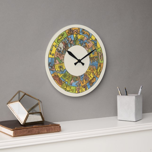 Vintage Celestial, Astrological Zodiac Wheel Large Clock (Office)