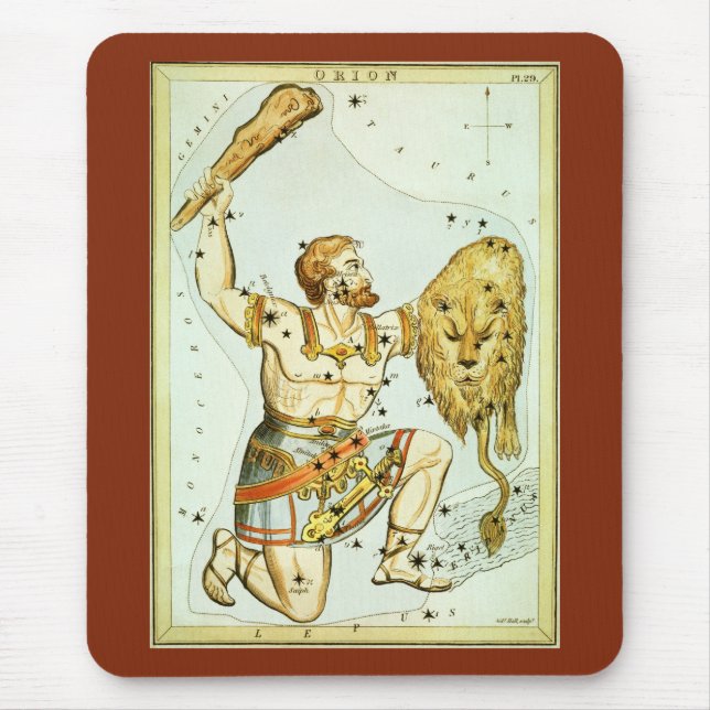 Vintage Celestial Astronomy, Orion Constellation Mouse Pad (Front)