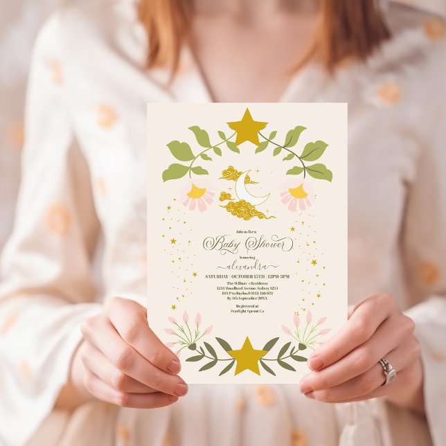 Vintage Celestial Botanical Baby Shower Invitation (Creator Uploaded)