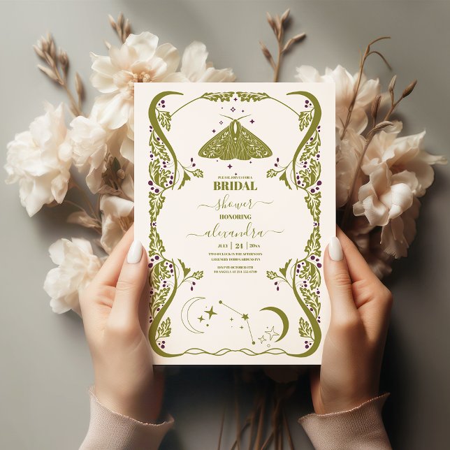 Vintage Celestial Botanical Bridal Shower  Invitation (Creator Uploaded)