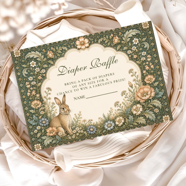 Vintage Celestial Botanical Rabbit Diapper Raffle Enclosure Card (Creator Uploaded)