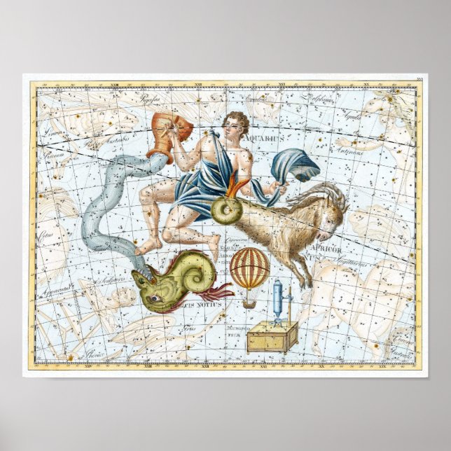 Vintage Celestial Constellations Map Poster (Front)