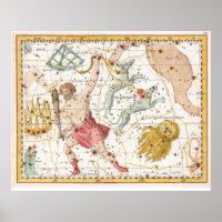 Vintage Celestial Constellations Map
