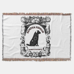 Vintage Celestial dog poster Semper Fidelis Throw Blanket