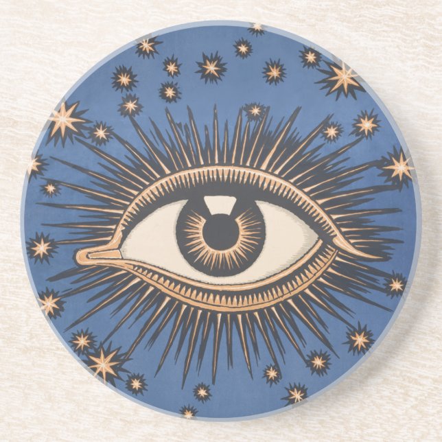 Vintage Celestial Eye Stars Moon Coaster (Front)
