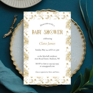 Vintage Celestial Gender Neutral Baby Shower Invitation