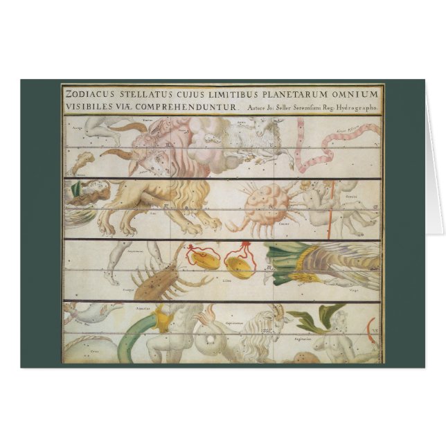 Vintage Celestial Map, Astronomy by John Seller (Front Horizontal)