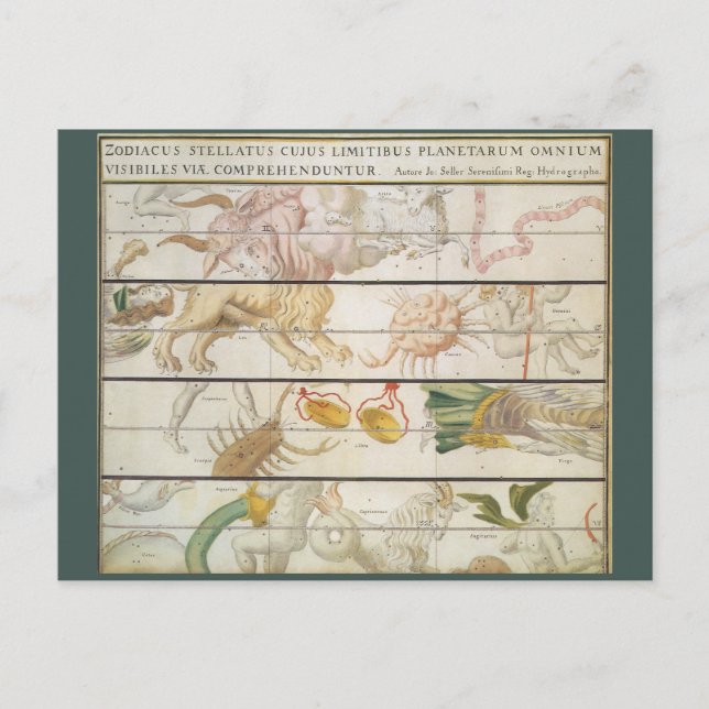 Vintage Celestial Map, Astronomy by John Seller Postcard (Front)