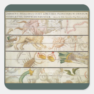 Vintage Celestial Map, Astronomy by John Seller Square Sticker