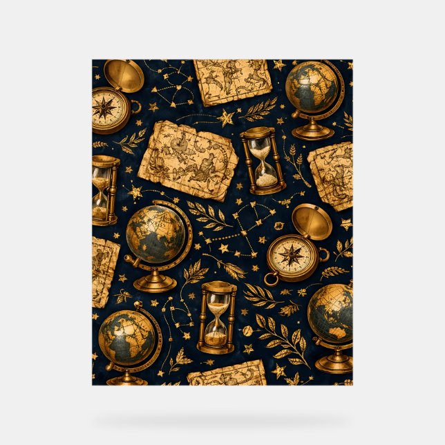 Vintage Celestial Map & Astronomy Pattern Acrylic Sign (Front)