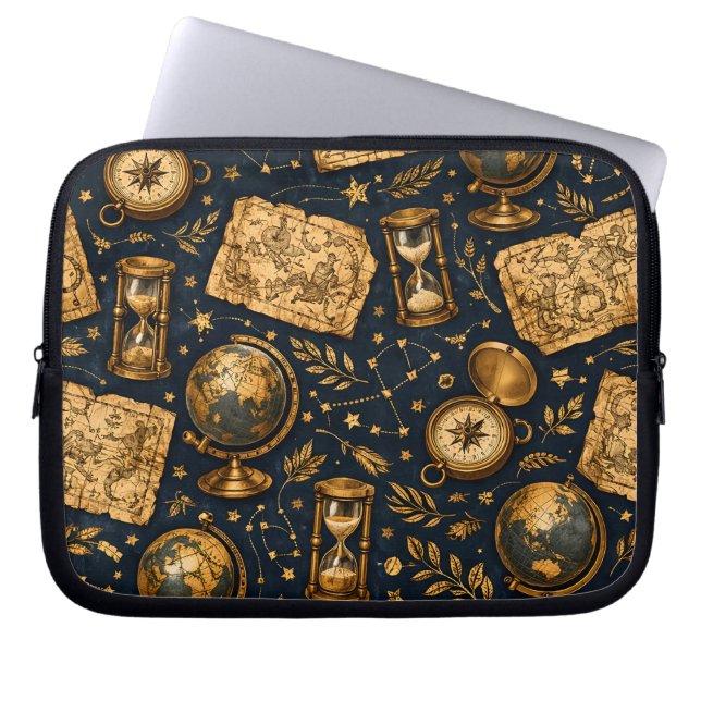 Vintage Celestial Map & Astronomy Pattern Laptop Sleeve (Front)