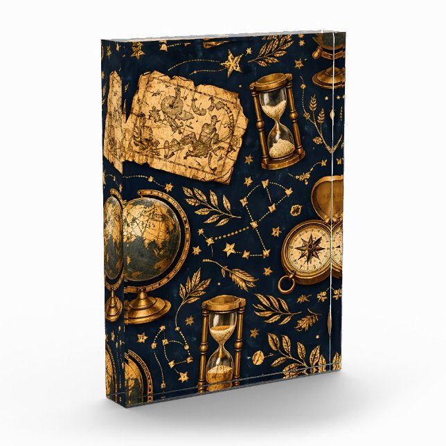 Vintage Celestial Map & Astronomy Pattern Photo Block (Left)