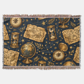 Vintage Celestial Map & Astronomy Pattern Throw Blanket