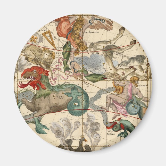 Vintage Celestial Map Cetus Aquarius Andromeda Magnet (Front)