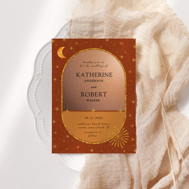 Vintage Celestial Moon Stars Wedding Invitation (Creator Uploaded)