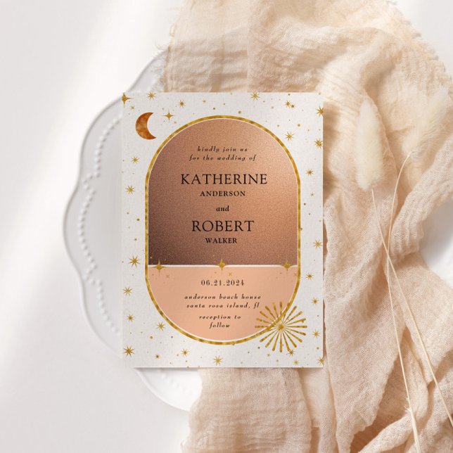 Vintage Celestial Moon Stars Wedding Invitation (Creator Uploaded)