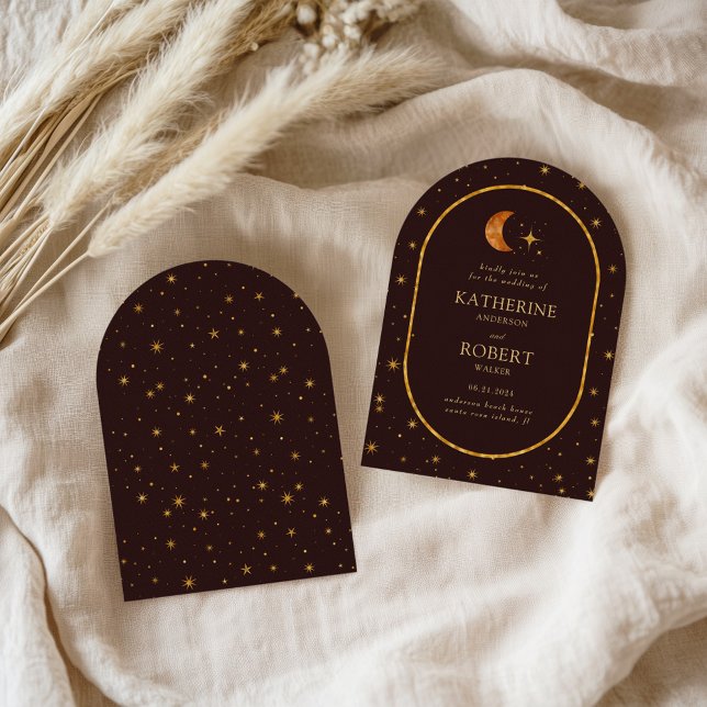 Vintage Celestial Moon Stars Wedding Invitation (Creator Uploaded)