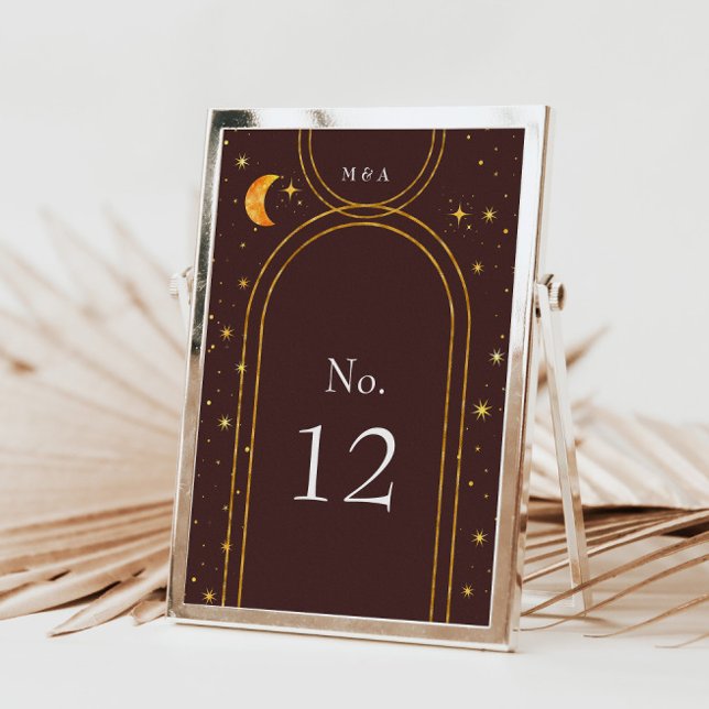 Vintage Celestial Moon Stars Wedding Table Number (Creator Uploaded)