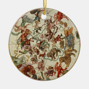 Vintage Celestial Northern Star Chart 1660 Ceramic Tree Decoration