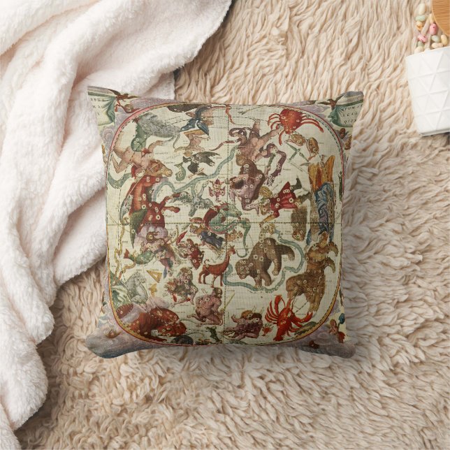 Vintage Celestial Northern Star Chart 1660 Cushion (Blanket)