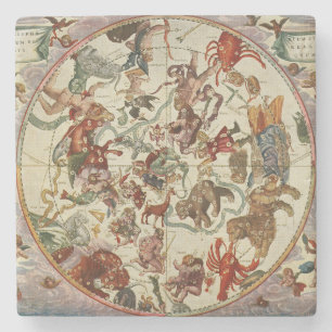 Vintage Celestial Northern Star Chart 1660 Stone Coaster