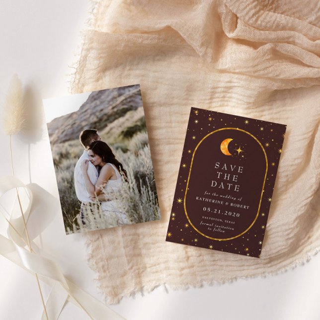 Vintage Celestial Photo Save The Date Invitation (Creator Uploaded)