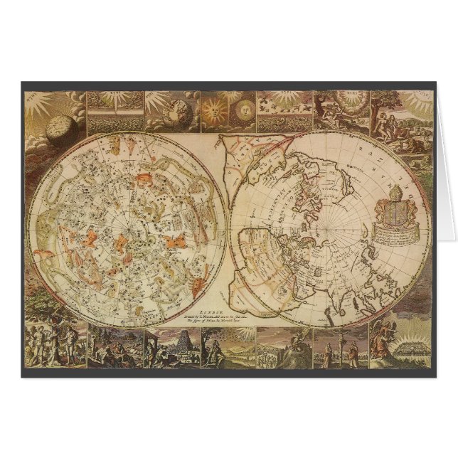 Vintage Celestial Planisphere Map by Joseph Moxon (Front Horizontal)