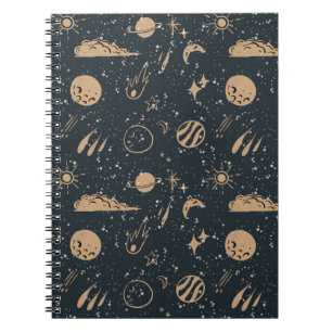 Vintage Celestial Space Pattern Notebook
