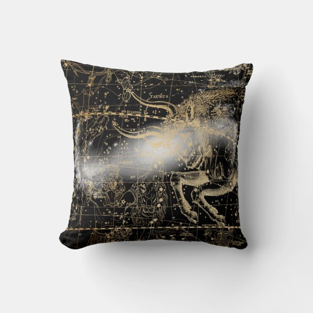 Vintage Celestial Star Map Background Cushion (Front)