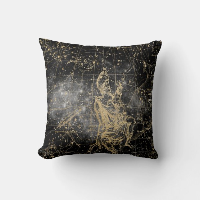 Vintage Celestial Star Map Background Cushion (Front)