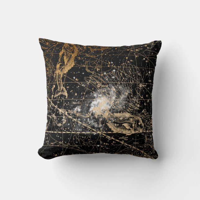 Vintage Celestial Star Map Background Cushion (Front)