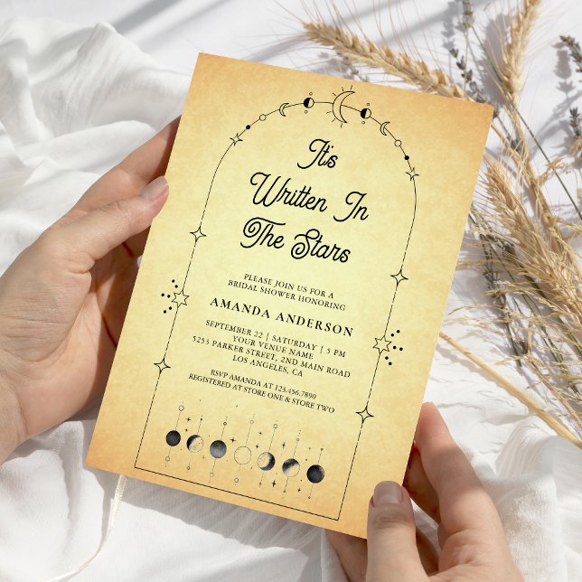 Vintage Celestial Stars Black Moon Bridal Shower Invitation (Creator Uploaded)