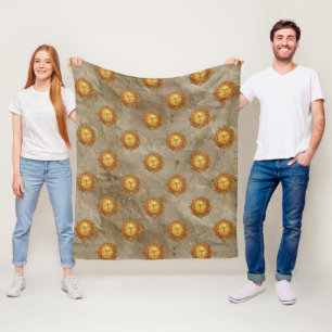 Vintage Celestial Sun Astrology Pattern Fleece Blanket
